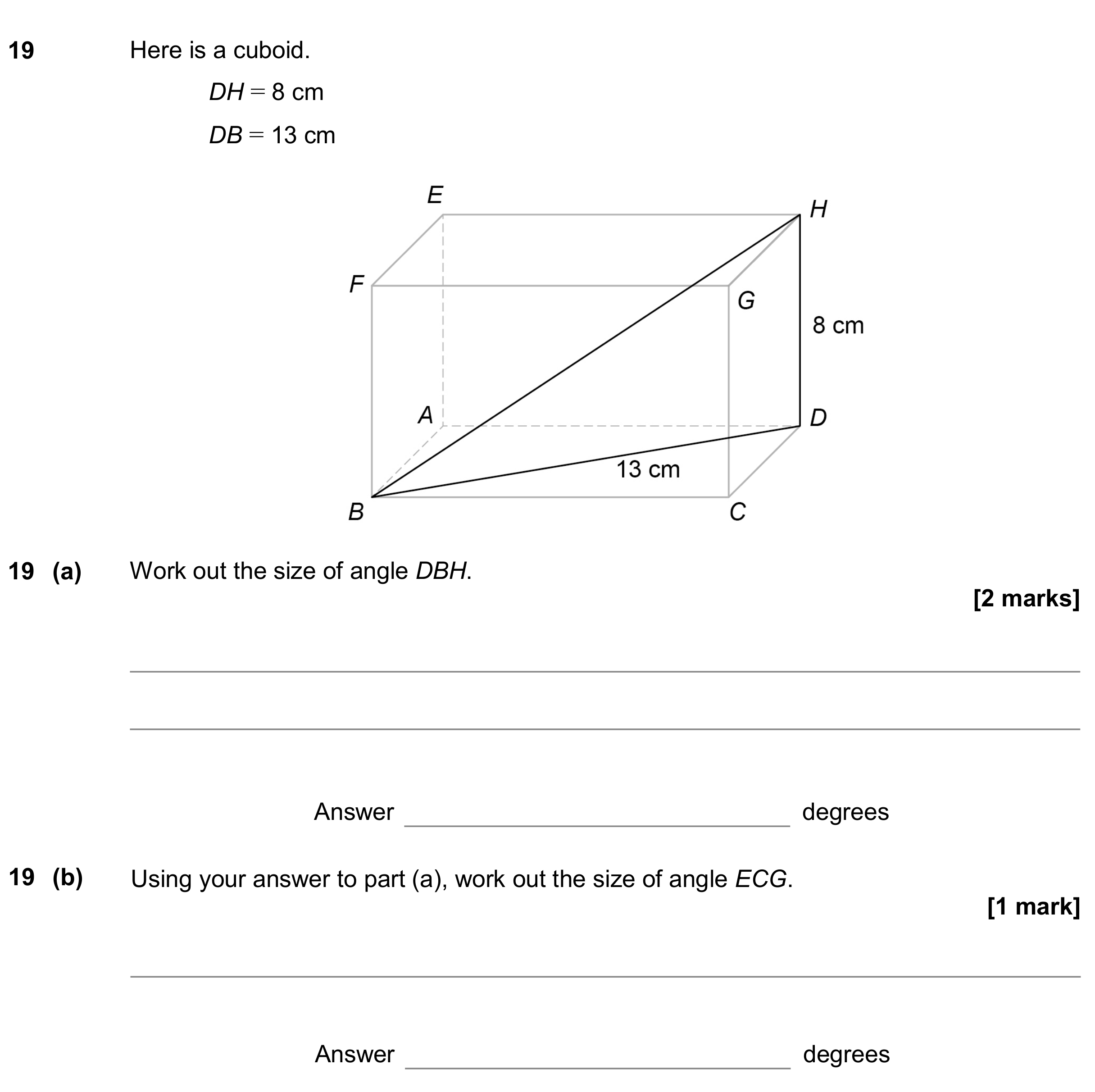 Question 19 — Trigonometry, Angles — AQA GCSE November 2019