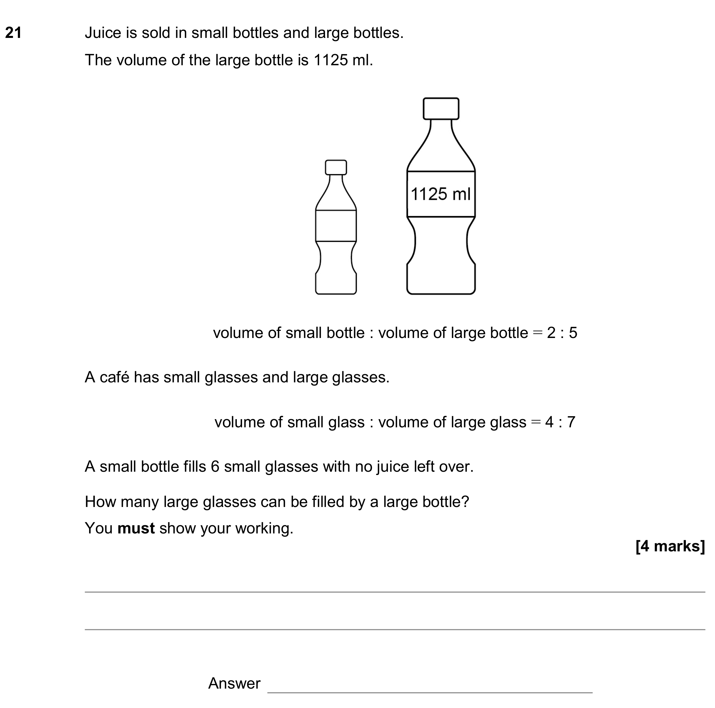 Question 21 — Ratios — AQA GCSE November 2019