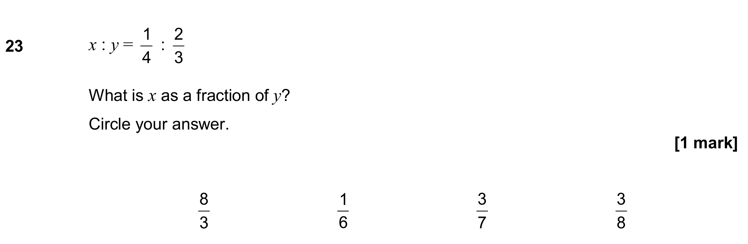 Question 23 — Ratios, Fractions — AQA GCSE November 2019