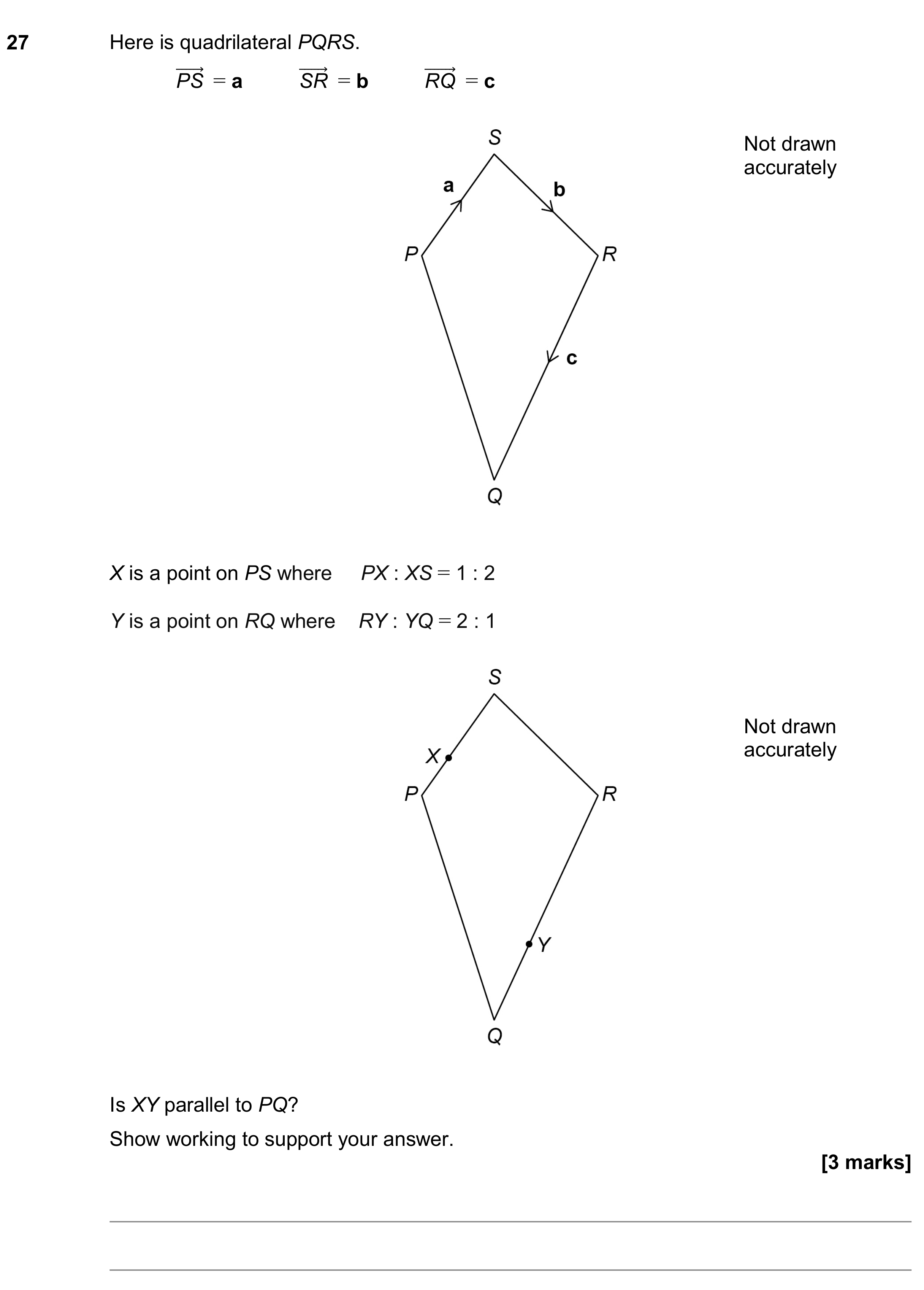 Question 27 — Vectors, Ratios — AQA GCSE November 2019