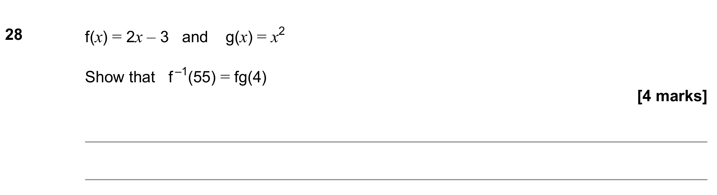 Question 28 — Functions — AQA GCSE November 2019