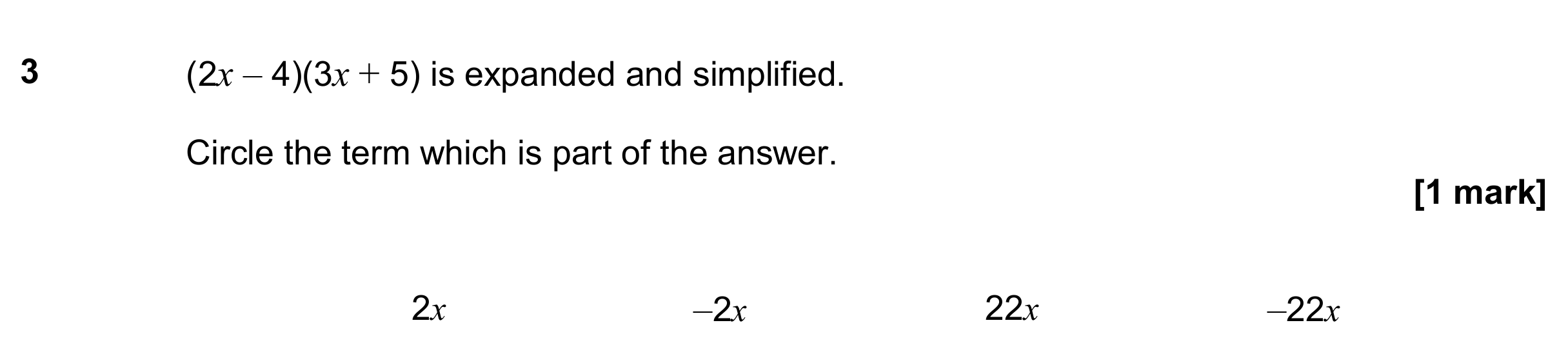 Question 3 — Algebra (Expand/Simplify/Factorise) — AQA GCSE November 2019