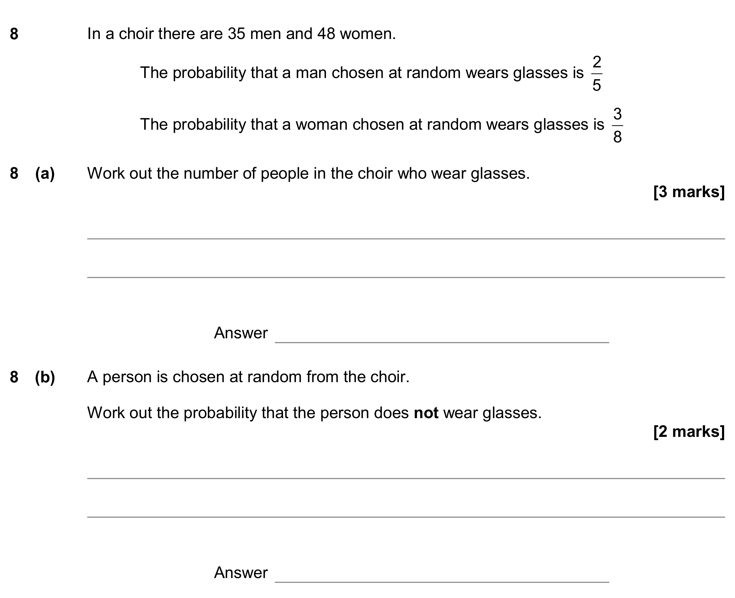 Question 8 — Probability — AQA GCSE November 2019