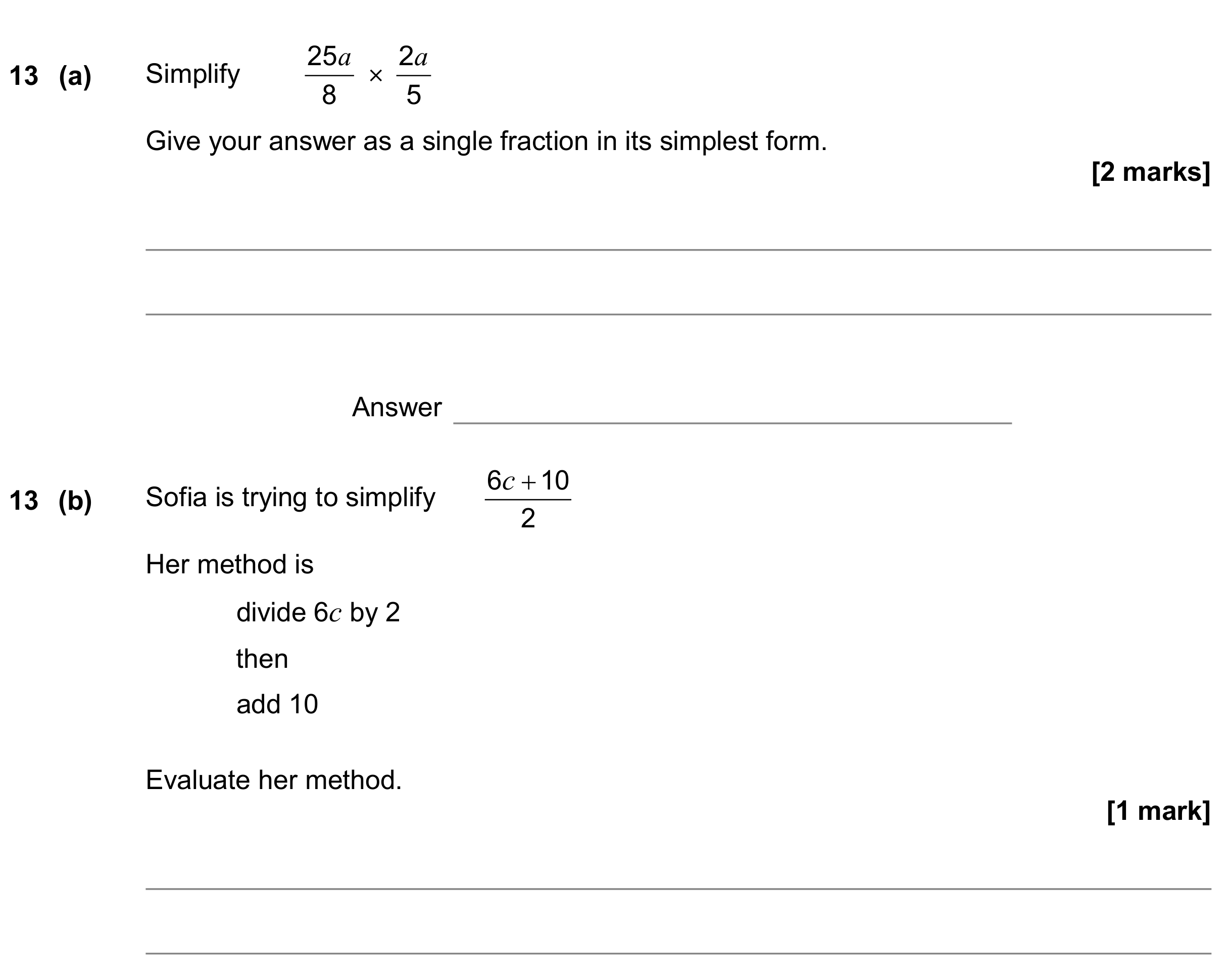 Question 13 — Factorise/Expand/Simplify — AQA GCSE June 2020
