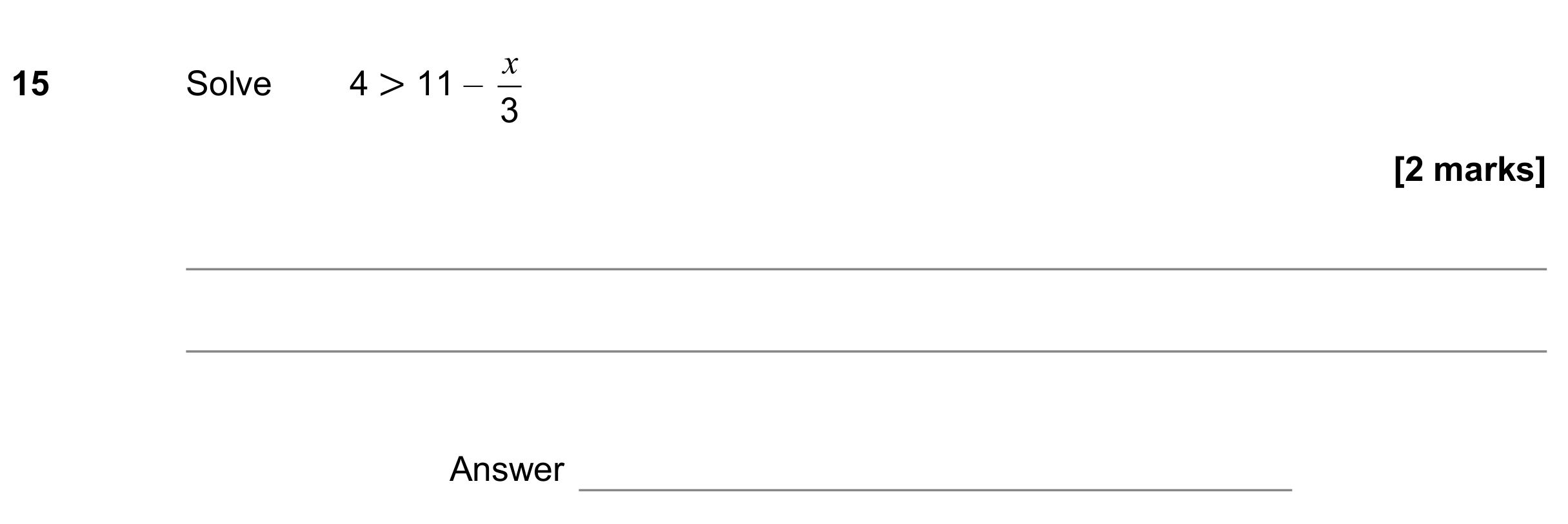 Question 15 — Inequalities — AQA GCSE June 2020