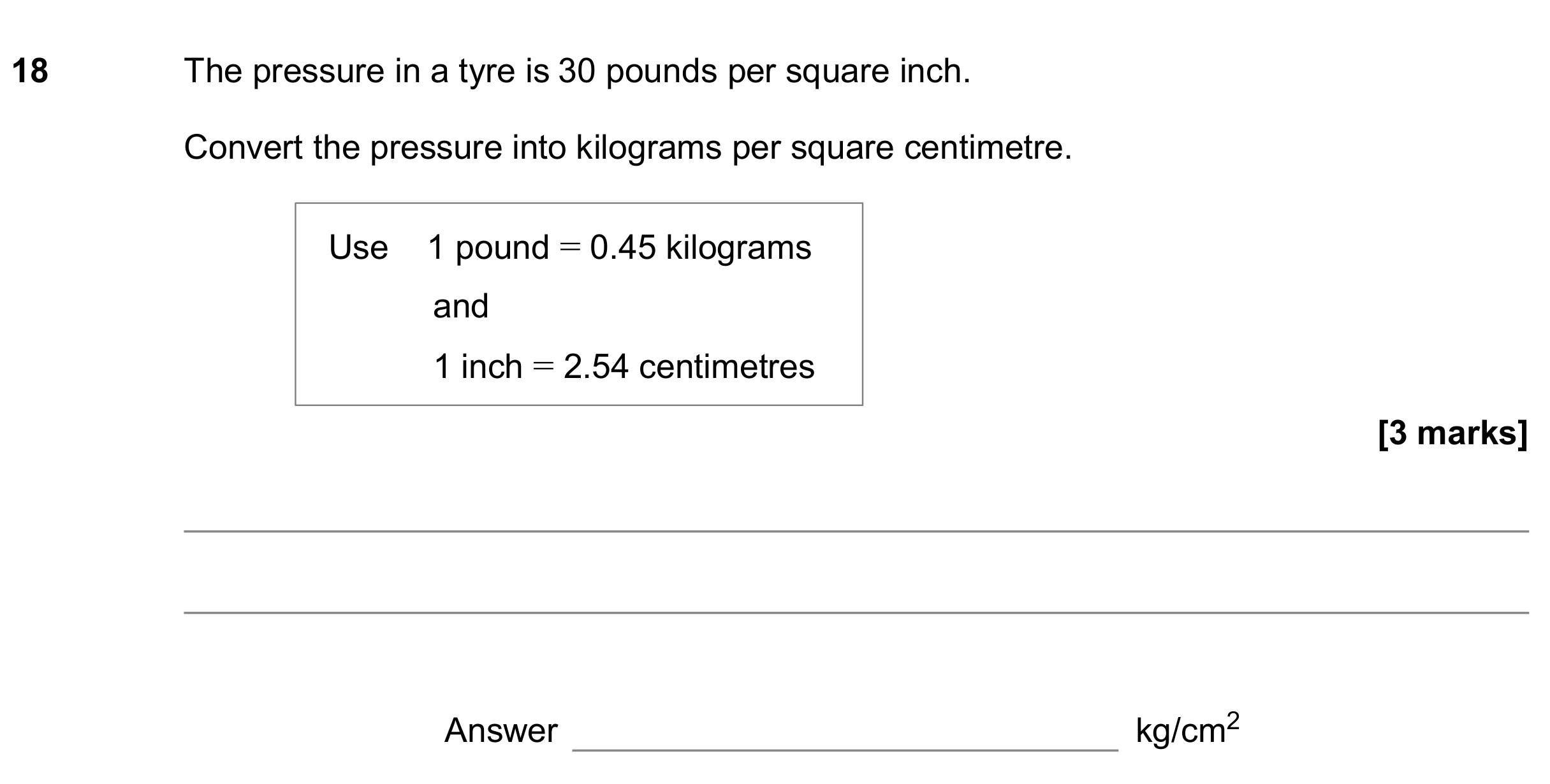 Question 18 — Unit Conversions — AQA GCSE June 2020