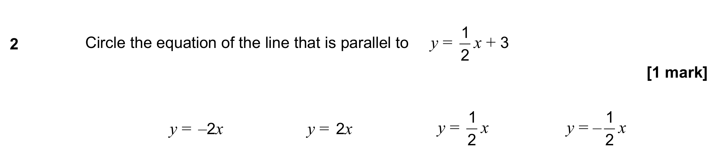 Question 2 — Straight Line Graphs — AQA GCSE June 2020