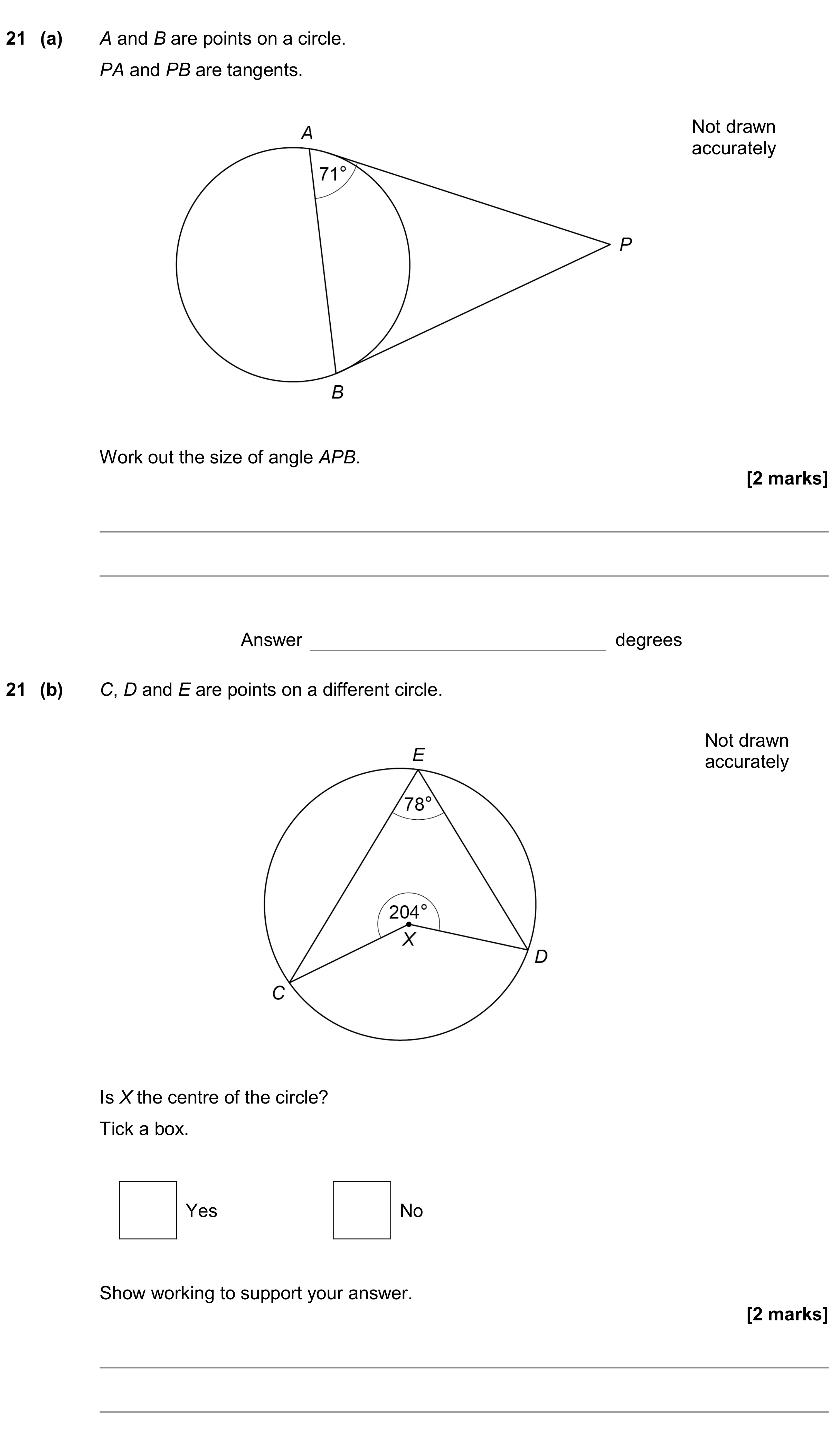 Question 21 — Circle Theorems — AQA GCSE June 2020