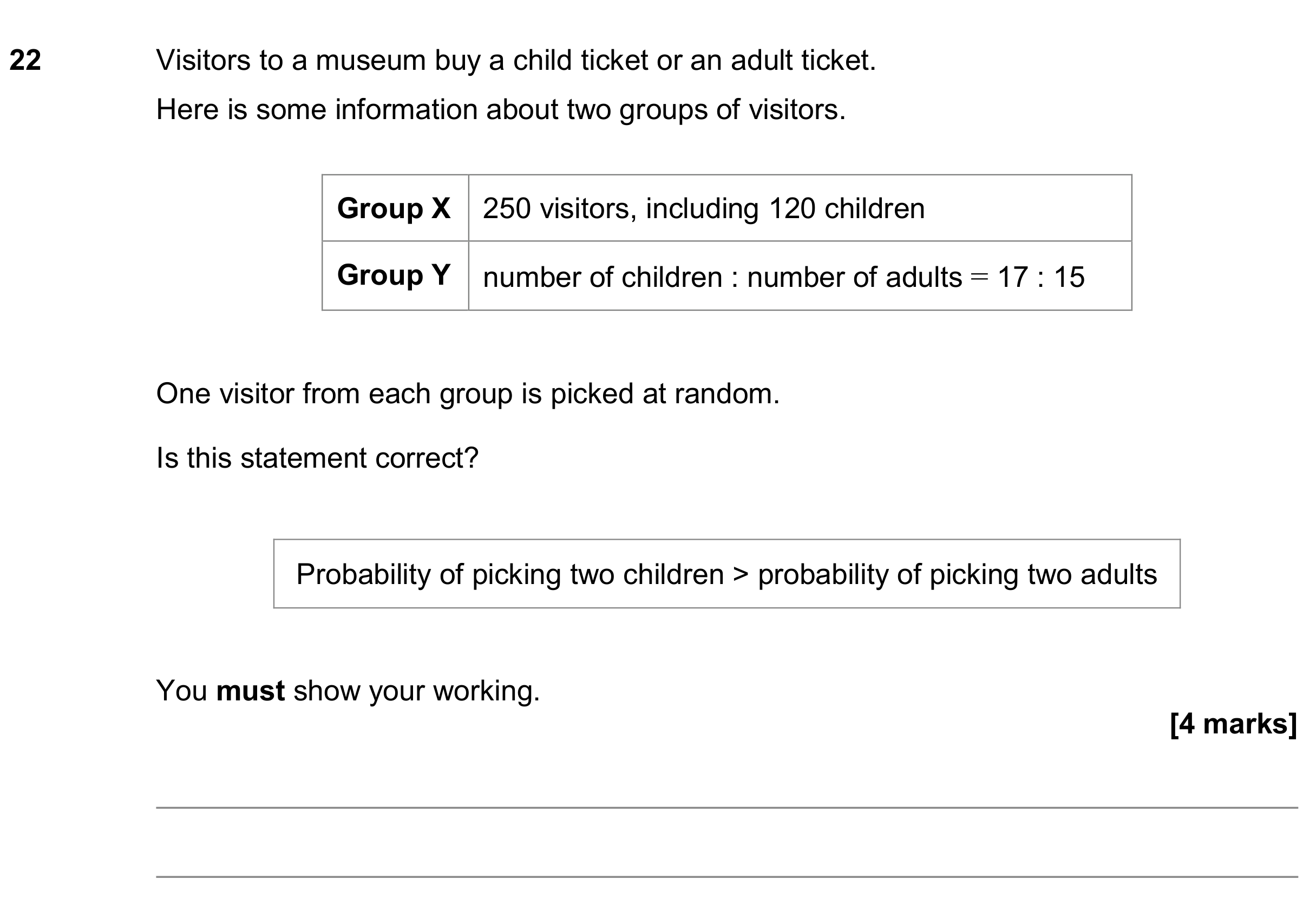 Question 22 — Probability, Ratios — AQA GCSE June 2020