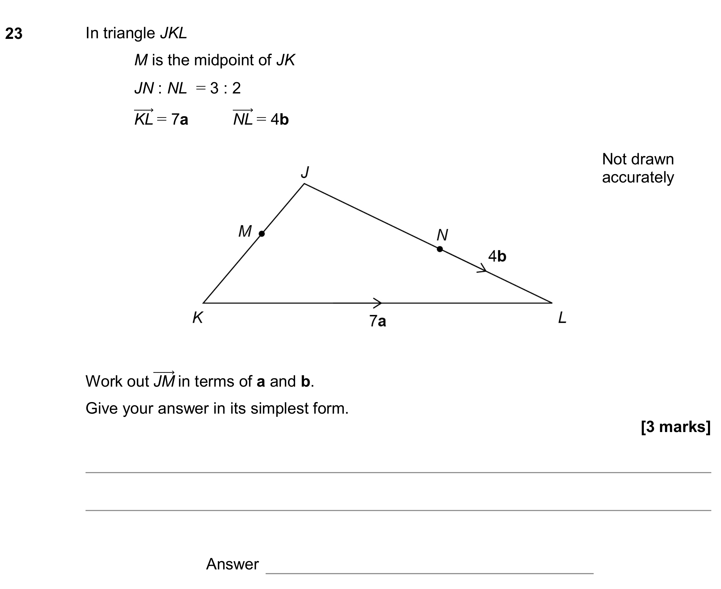 Question 23 — Vectors — AQA GCSE June 2020