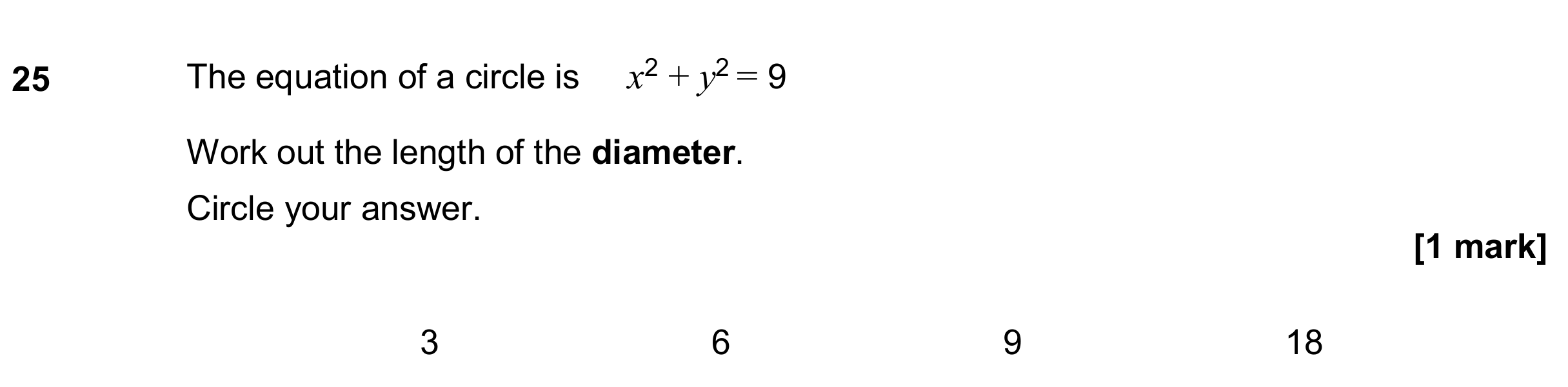 Question 25 — Circles — AQA GCSE June 2020
