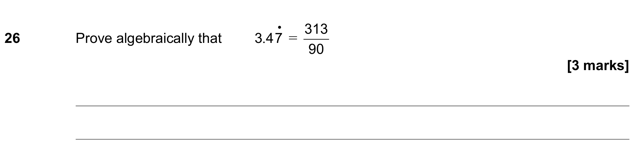 Question 26 — Recurring Decimal to Fraction — AQA GCSE June 2020