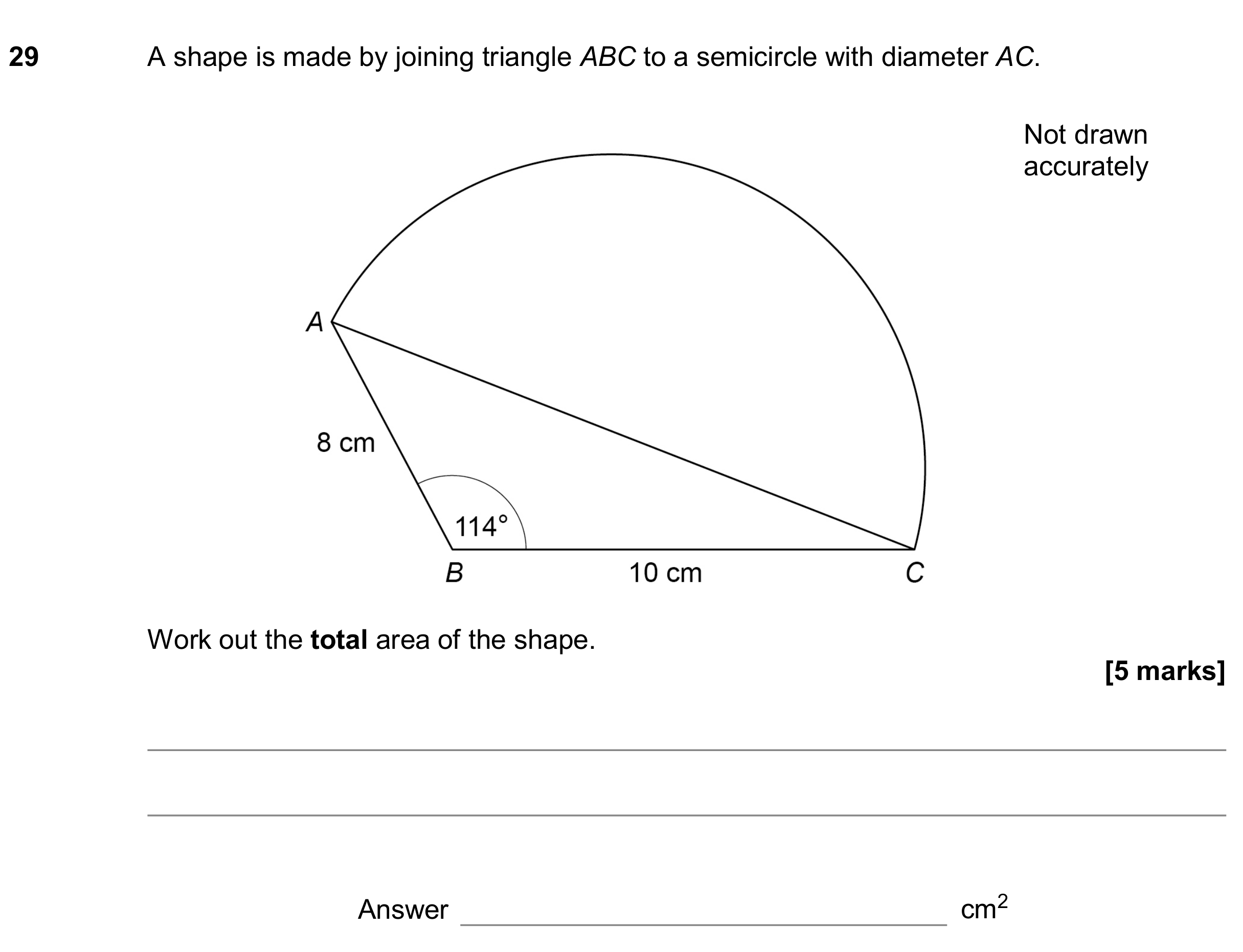 Question 29 — Sine/Cosine Rule, Perimeter and Area — AQA GCSE June 2020