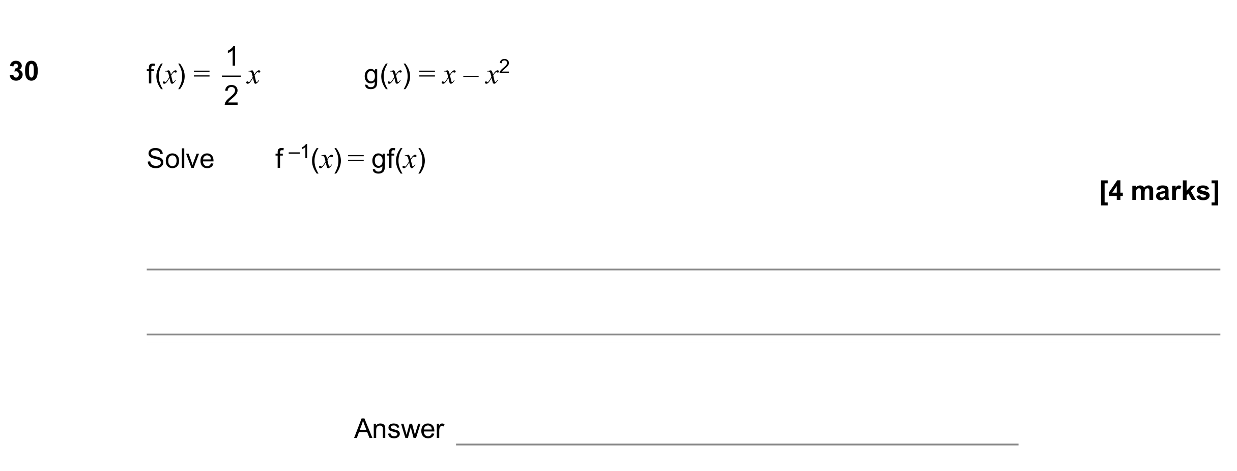 Question 30 — Functions — AQA GCSE June 2020