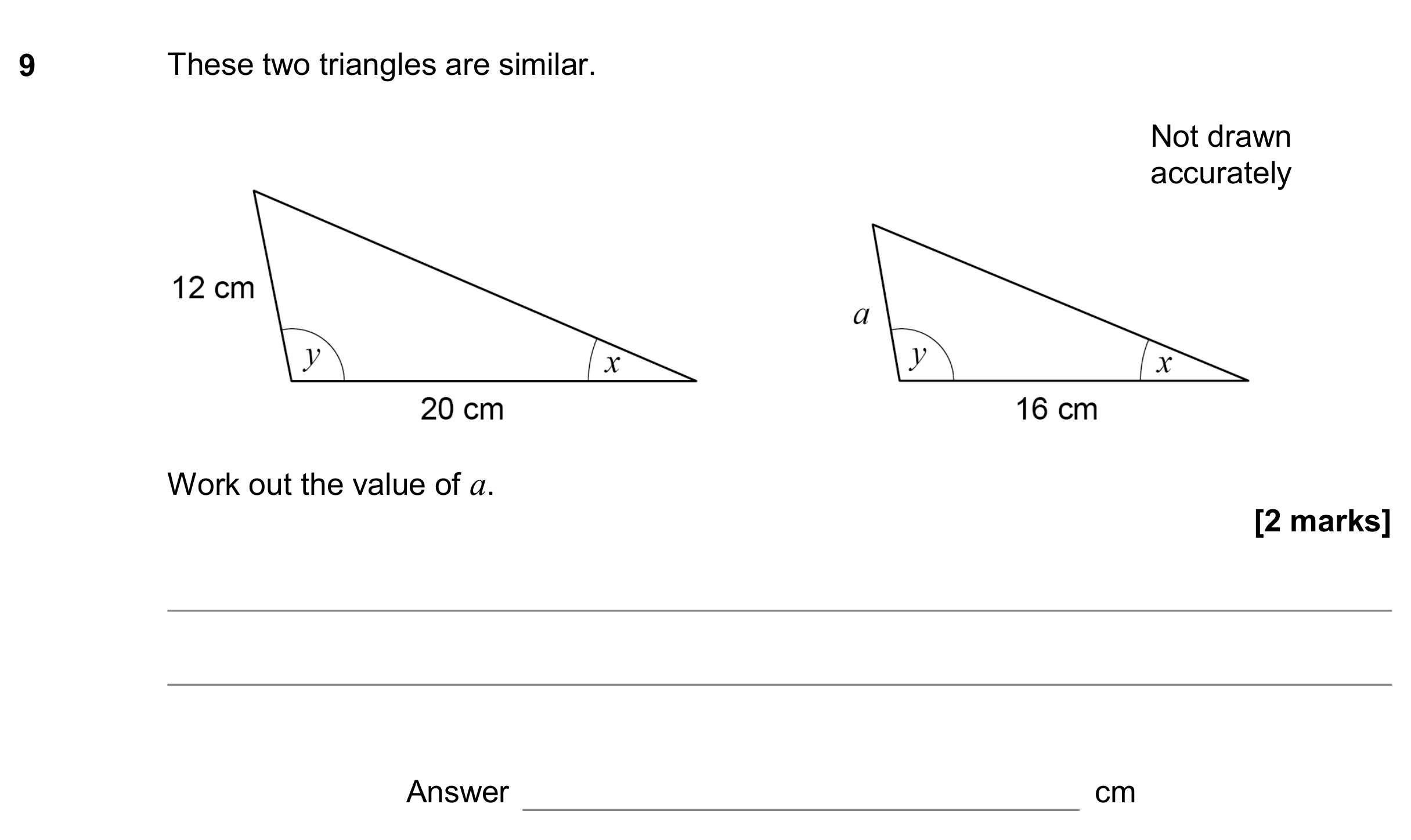 Question 9 — Congruence and Similarity — AQA GCSE June 2020