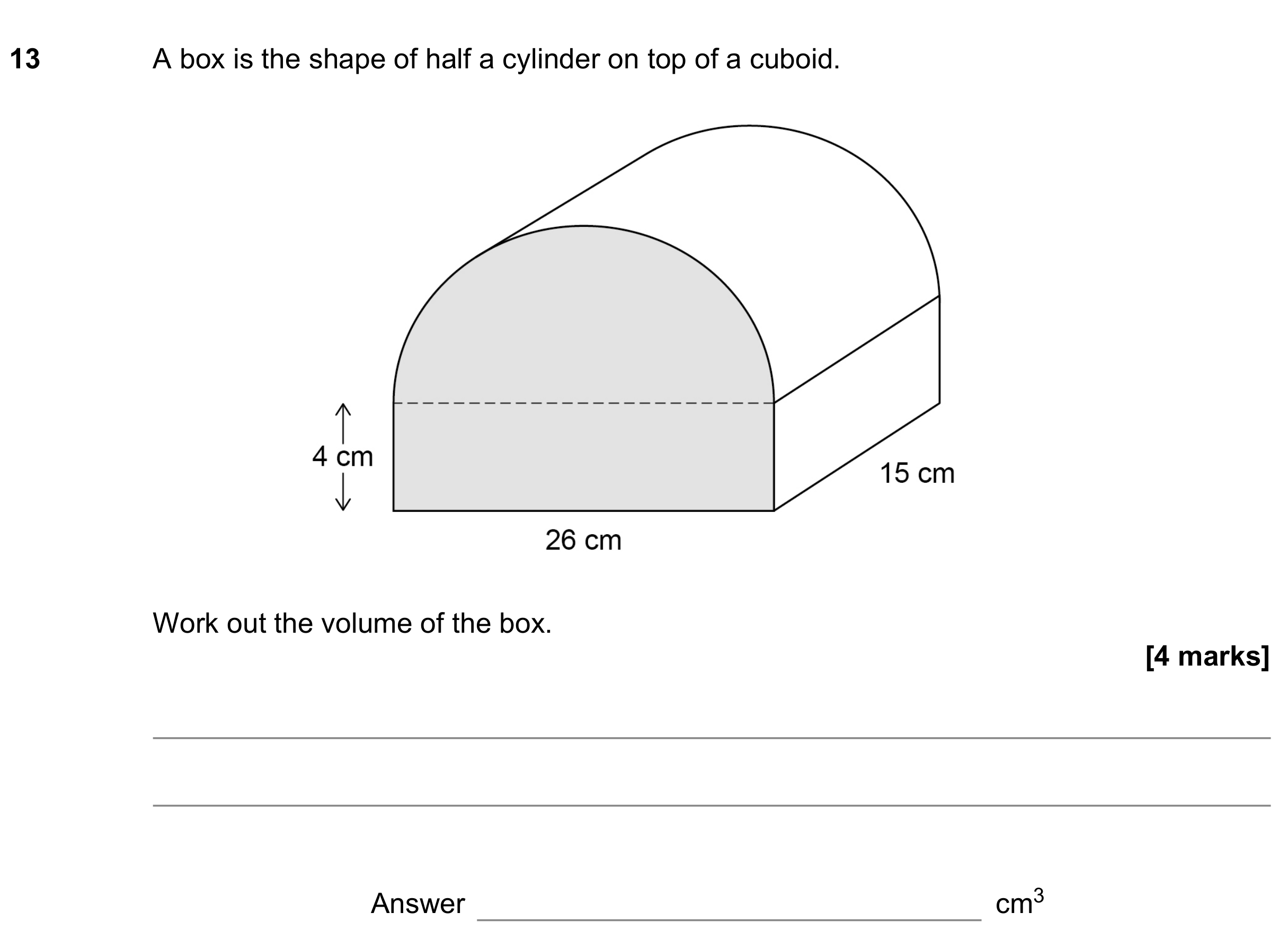 Question 13 — Surface Area and Volume — AQA GCSE June 2021