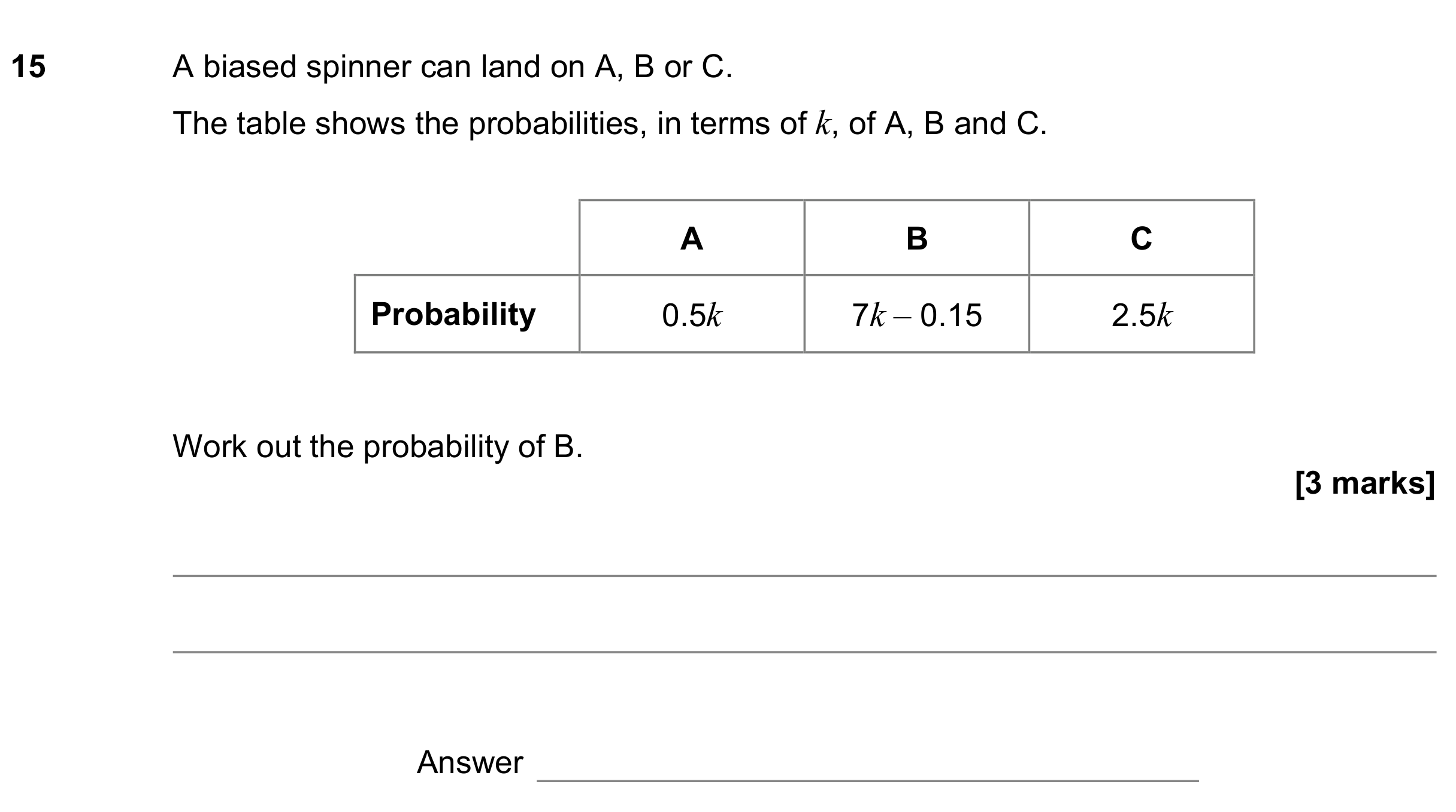 Question 15 — Probability — AQA GCSE June 2021