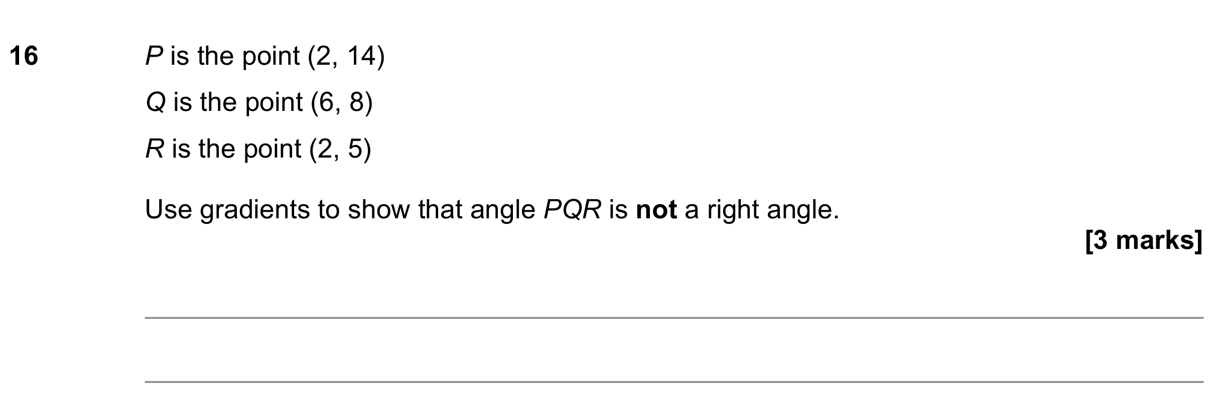 Question 16 — Straight Line Graphs — AQA GCSE June 2021