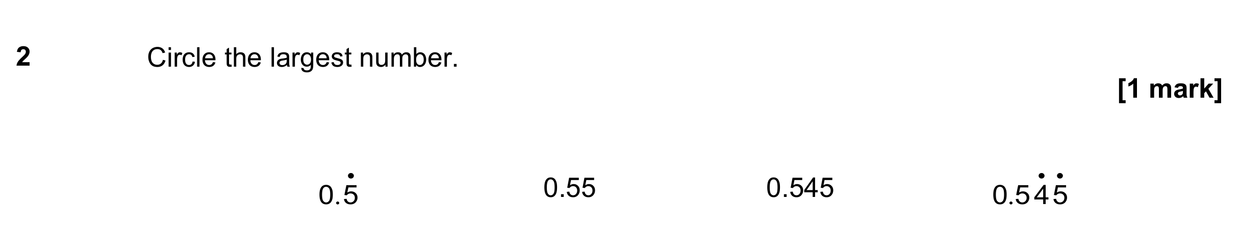Question 2 — Decimals — AQA GCSE June 2021