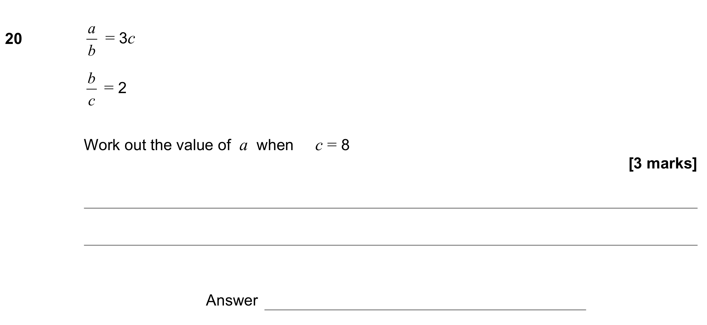 Question 20 — Formulae — AQA GCSE June 2021