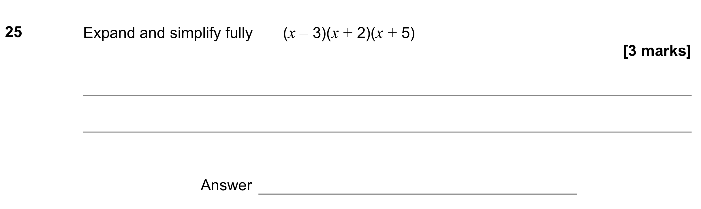 Question 25 — Algebra (Expand/Simplify/Factorise) — AQA GCSE June 2021