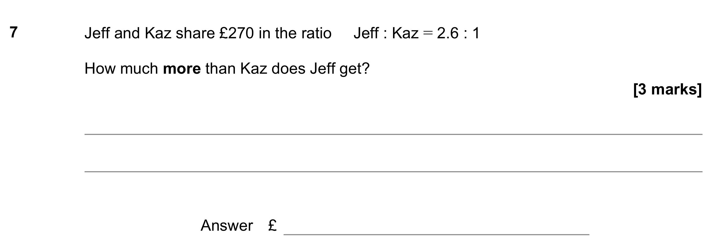 Question 7 — Ratios — AQA GCSE June 2021
