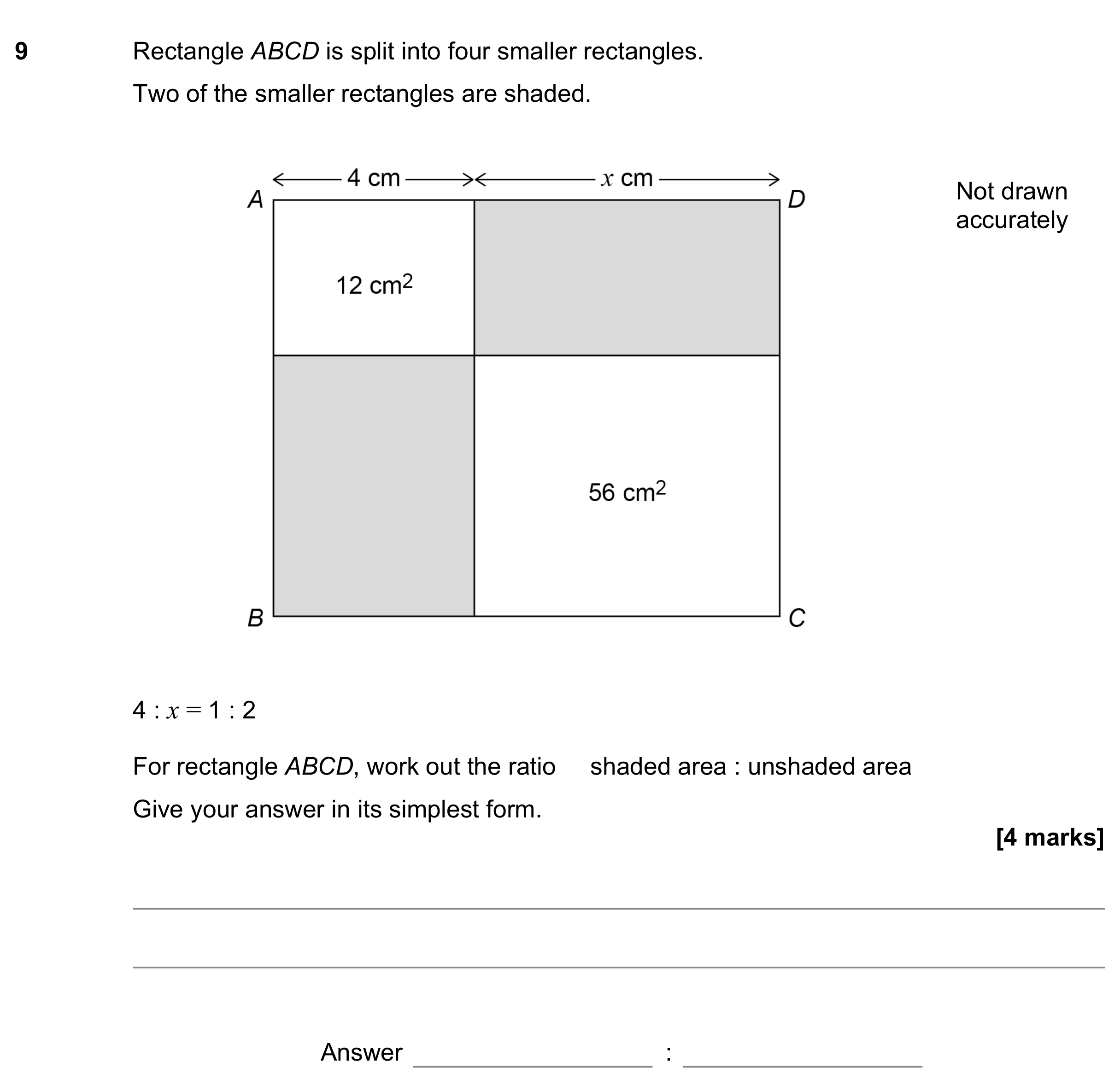 Question 9 — Perimeter and Area, Ratios — AQA GCSE June 2021