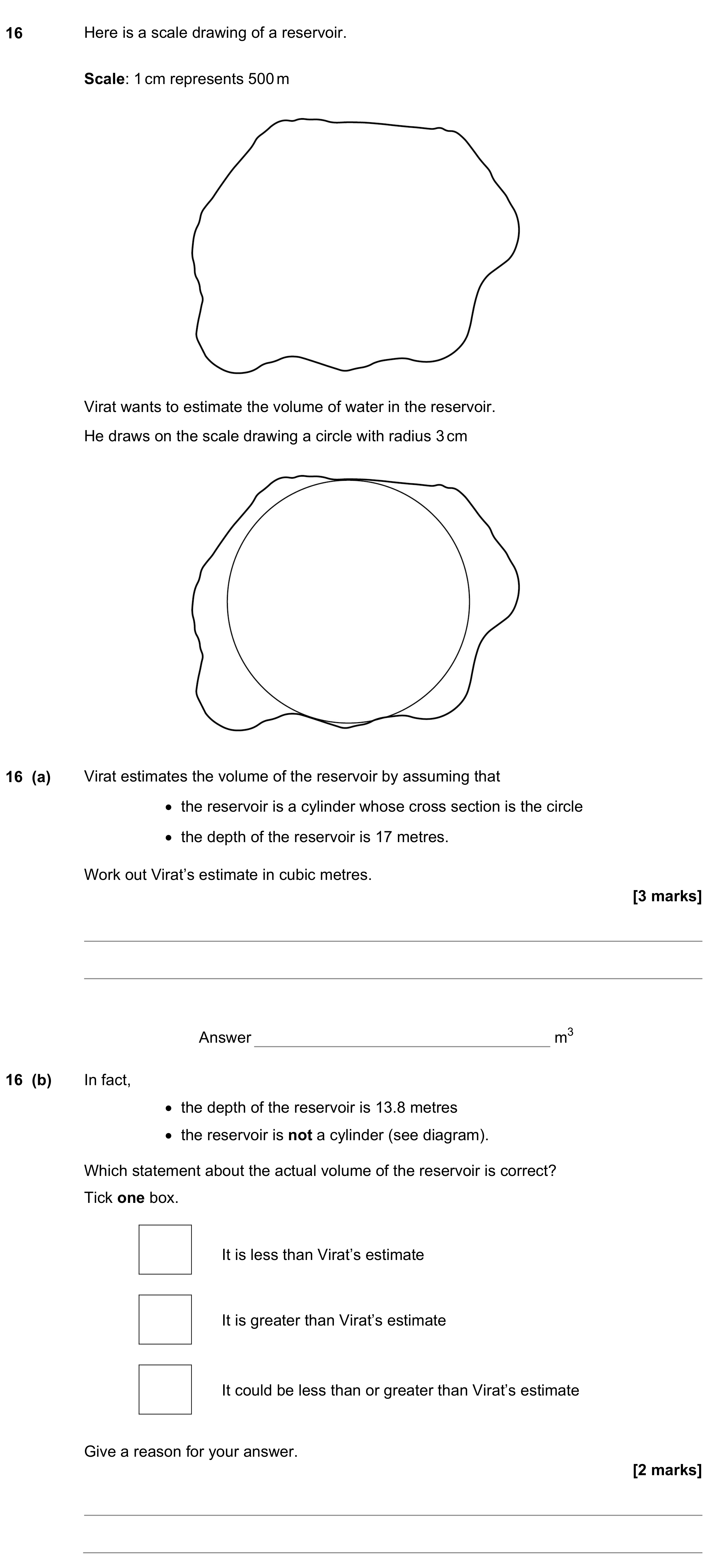 Question 16 — Maps, Surface Area and Volume — AQA GCSE June 2022