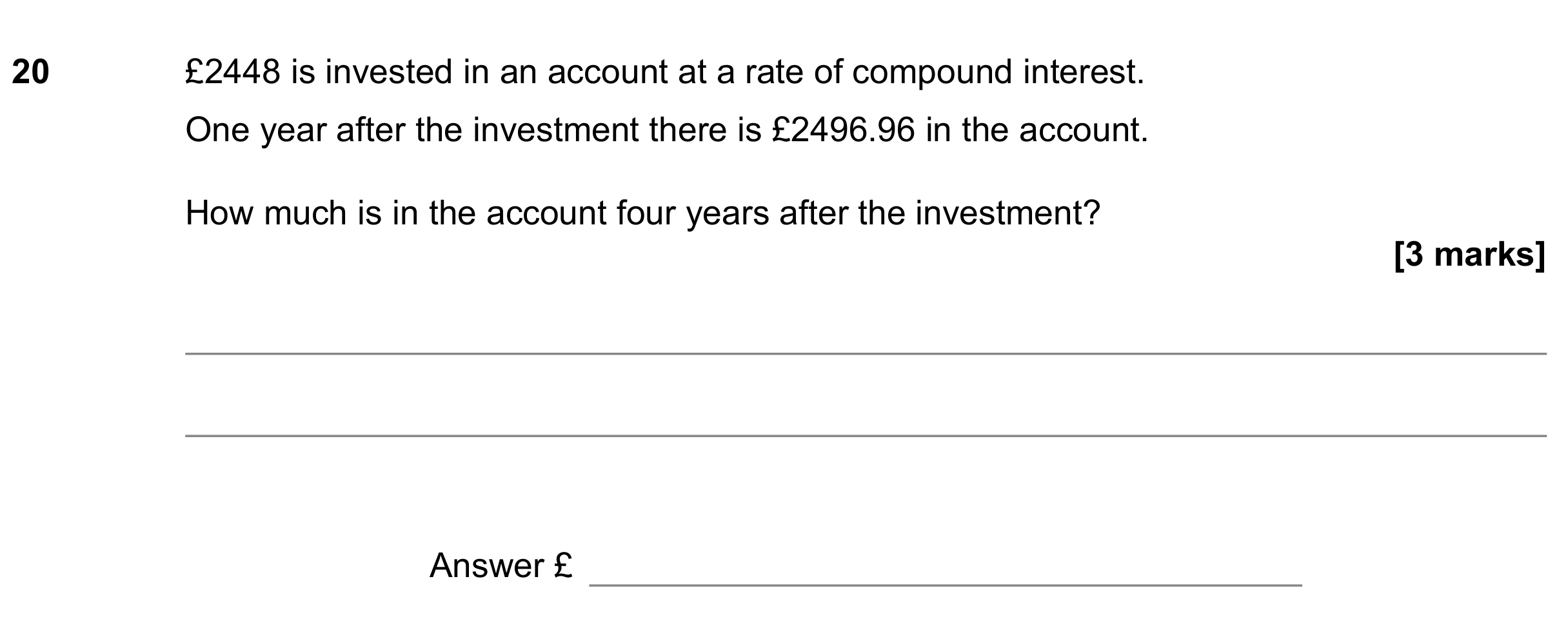 Question 20 — Compound Interest — AQA GCSE June 2022