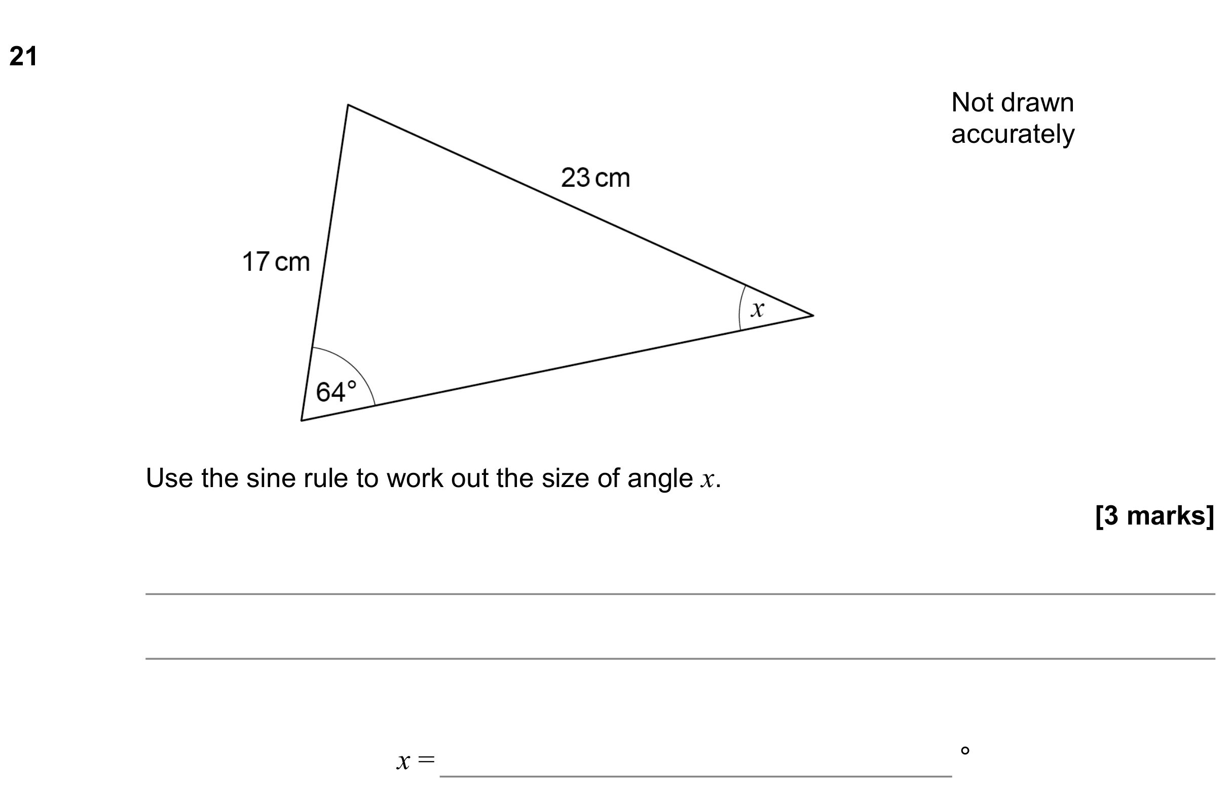 Question 21 — Sine/Cosine Rule — AQA GCSE June 2022