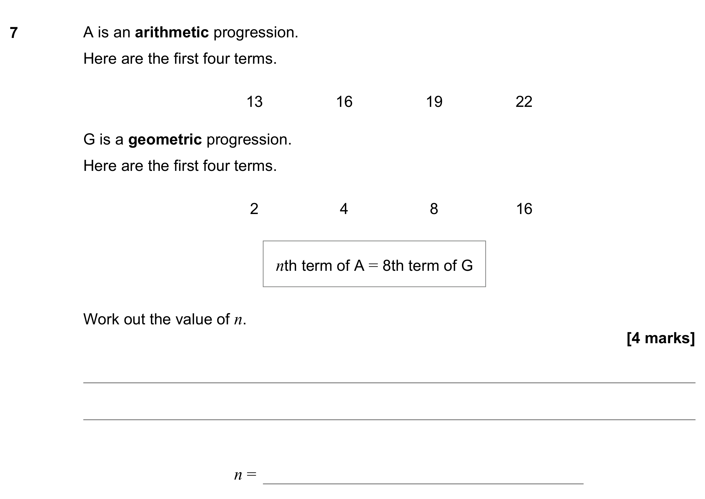 Question 7 — Sequences — AQA GCSE June 2022