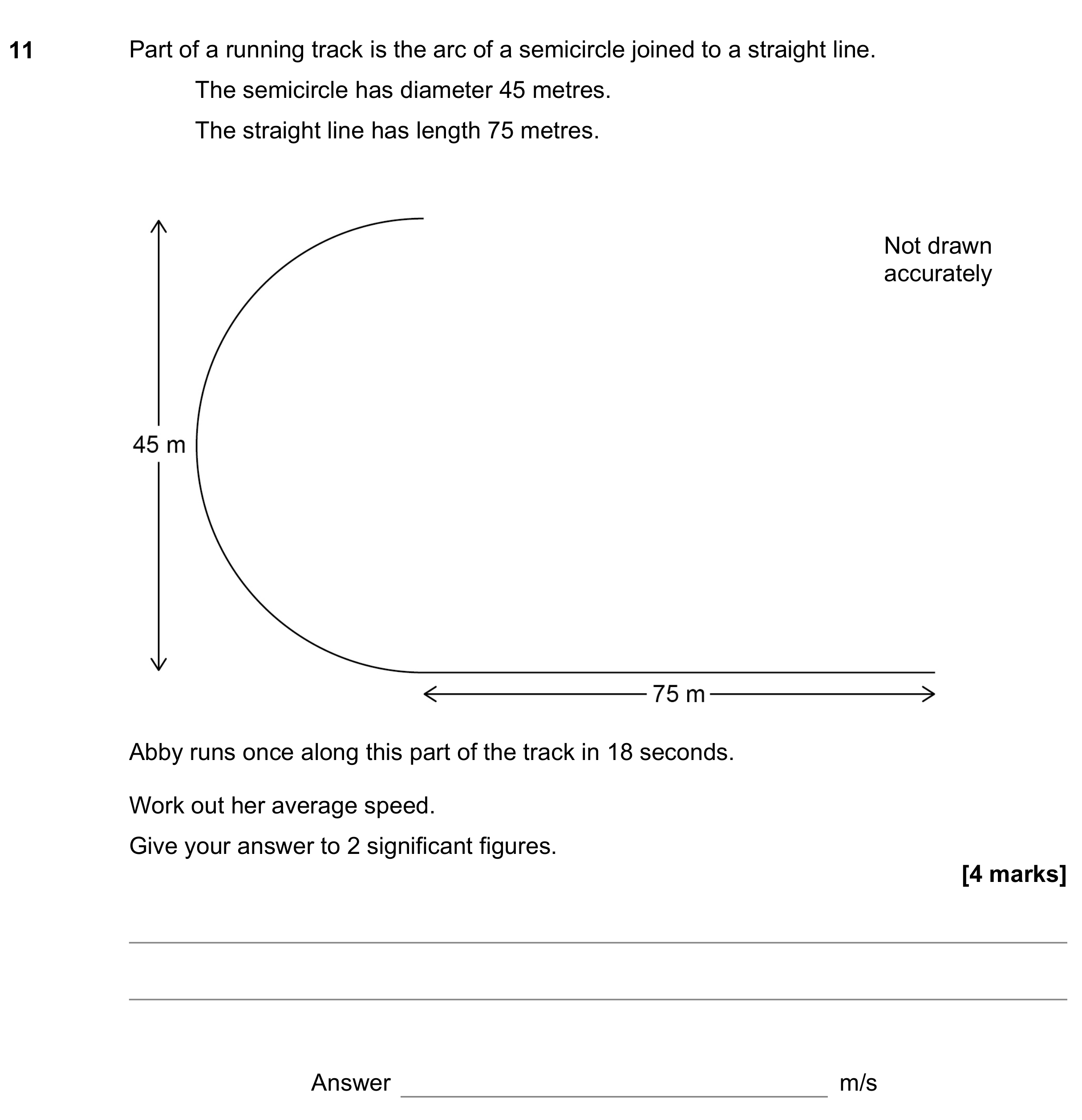 Question 11 — Speed/Distance/Time/Density/Pressure, Perimeter and Area — AQA GCSE November 2022