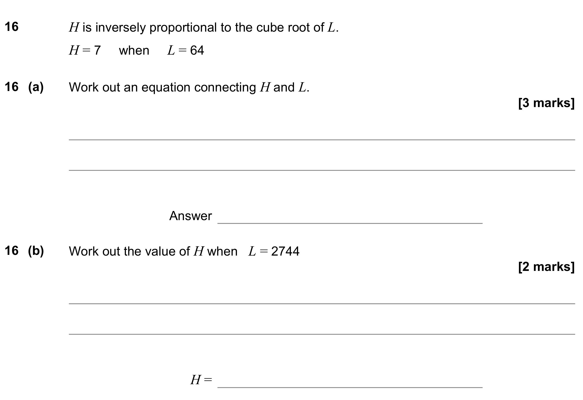 Question 16 — Proportion — AQA GCSE November 2022