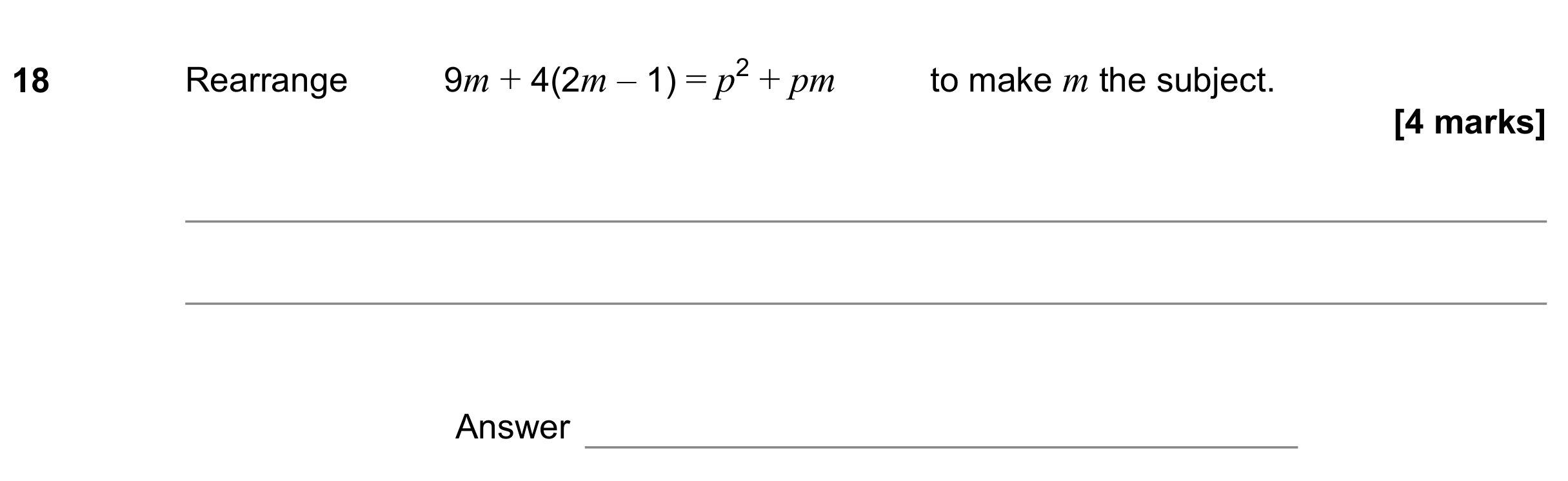 Question 18 — Algebra (Expand/Simplify/Factorise) — AQA GCSE November 2022