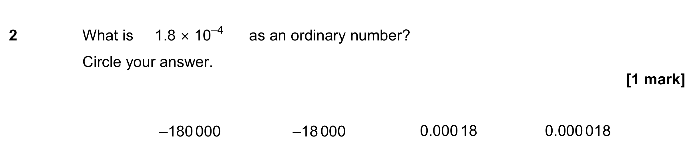 Question 2 — Standard Form — AQA GCSE November 2022