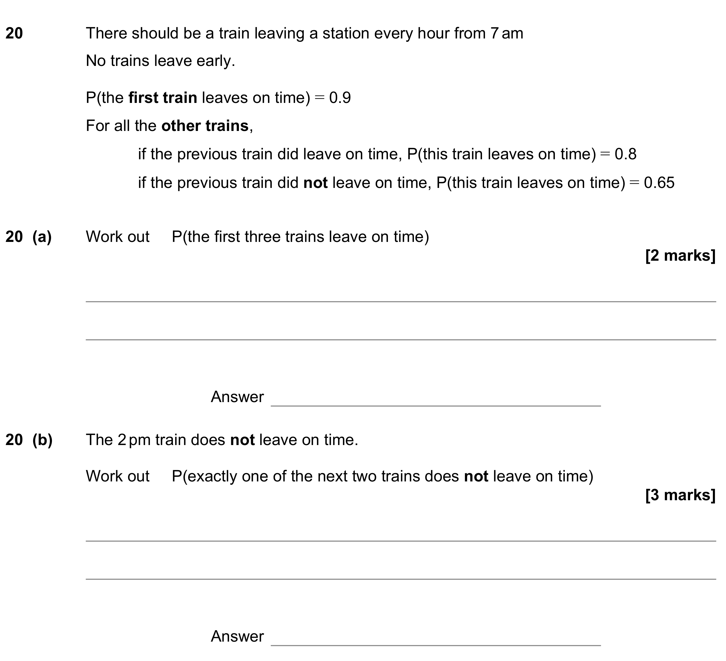 Question 20 — Probability — AQA GCSE November 2022