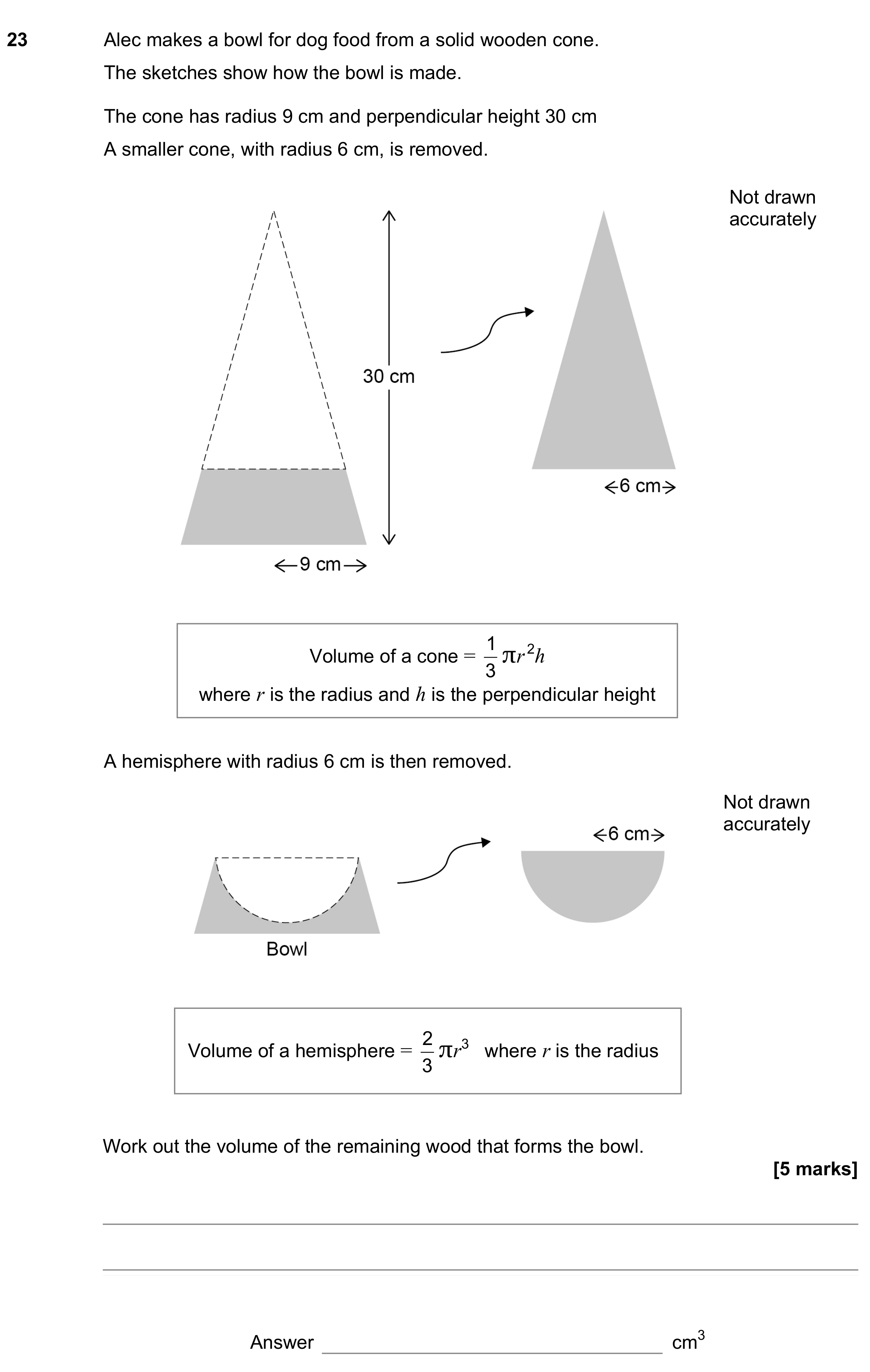 Question 23 — Surface Area and Volume, Congruence and Similarity — AQA GCSE November 2022