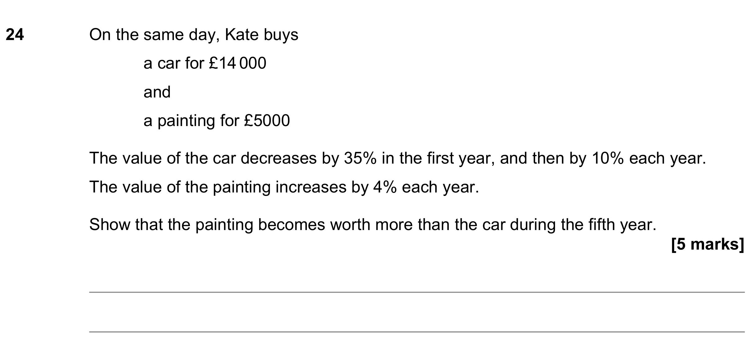 Question 24 — Percentages, Compound Interest — AQA GCSE November 2022