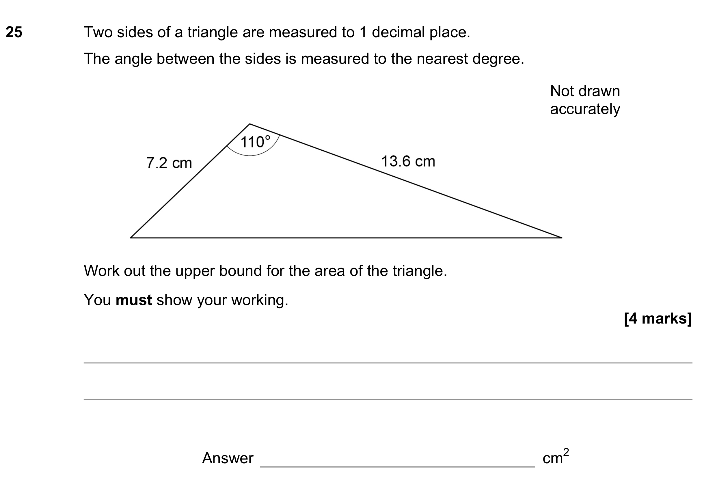 Question 25 — Sine/Cosine Rule, Upper/Lower Bounds, Perimeter and Area — AQA GCSE November 2022