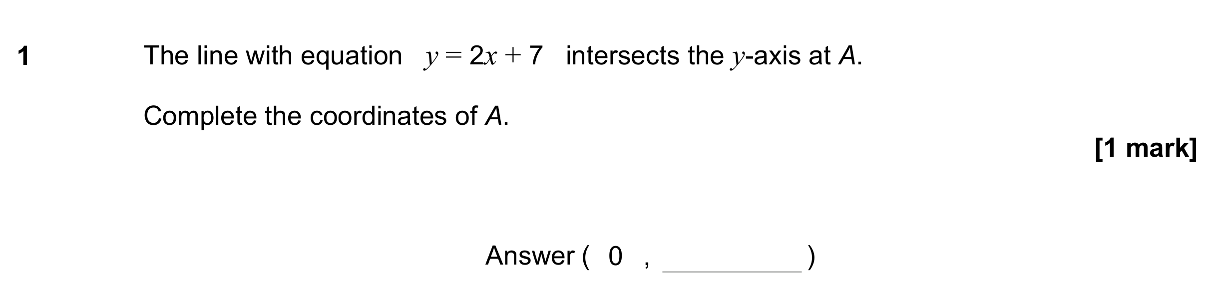 Question 1 — Straight Line Graphs — AQA GCSE June 2023