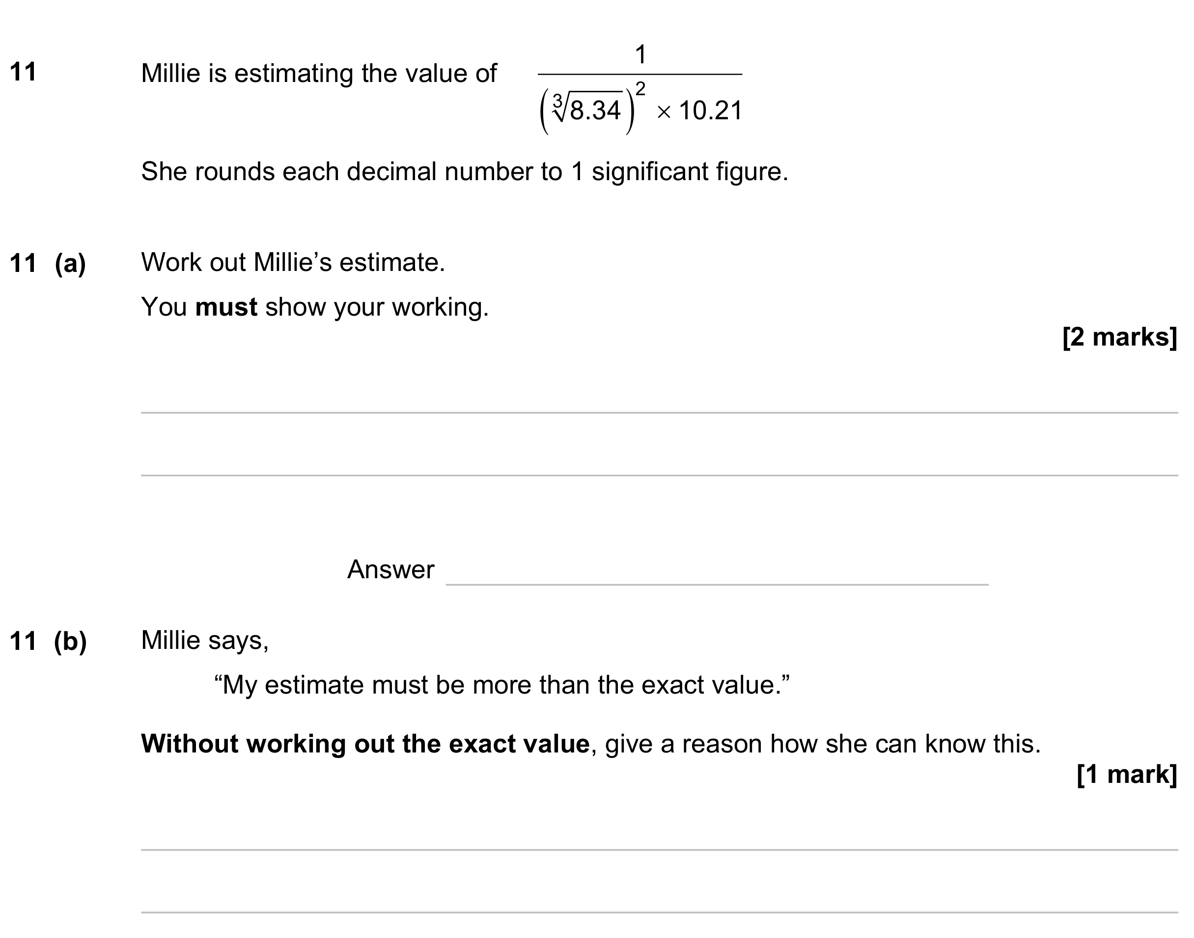 Question 11 — Calculator Questions, Estimations — AQA GCSE June 2023