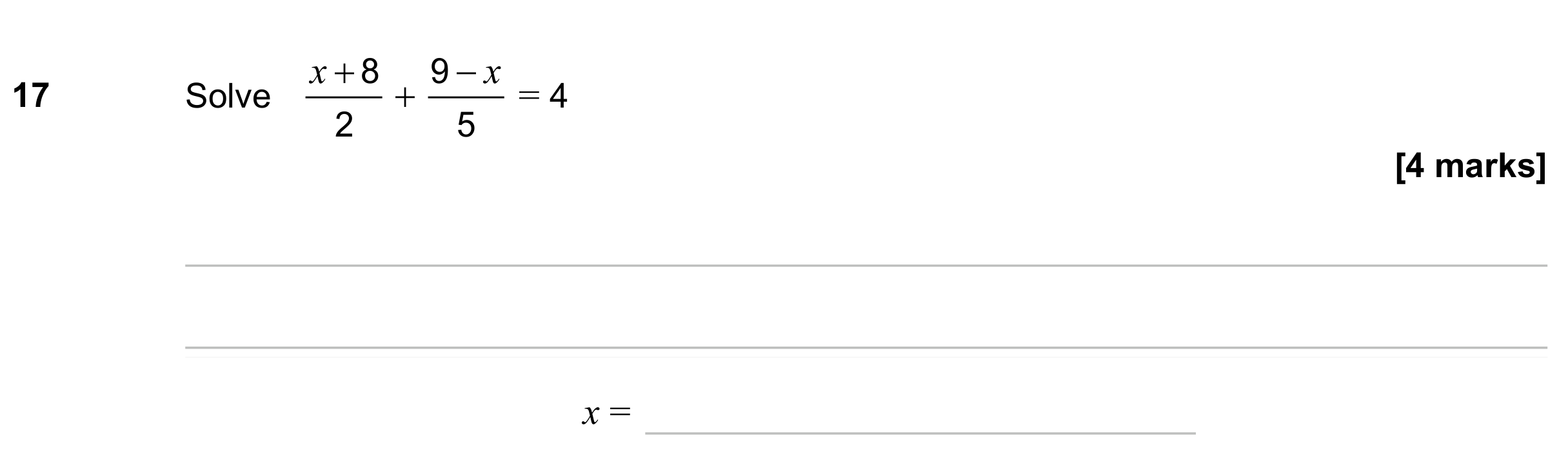 Question 17 — Algebra Fractions — AQA GCSE June 2023