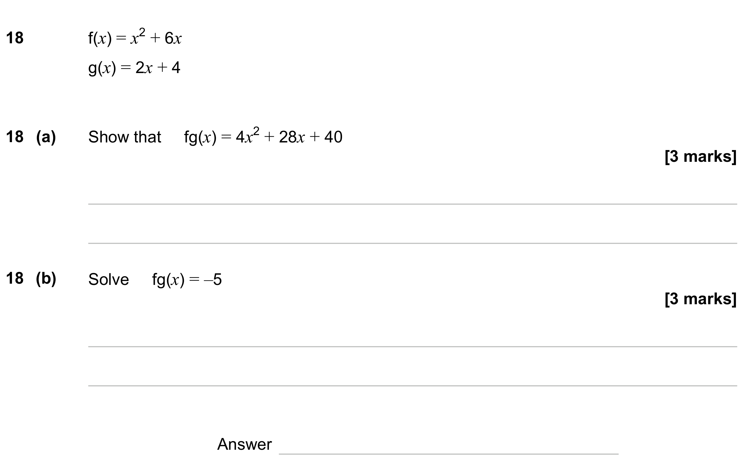 Question 18 — Functions — AQA GCSE June 2023