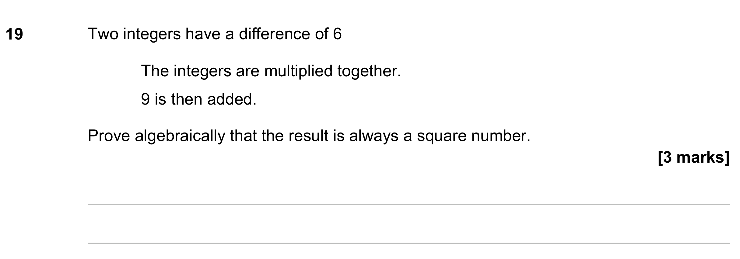 Question 19 — Algebra, Proofs — AQA GCSE June 2023