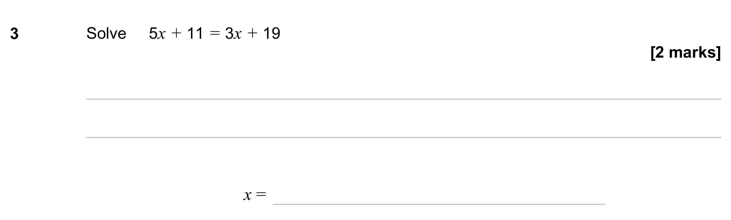 Question 3 — Linear Equations — AQA GCSE June 2023