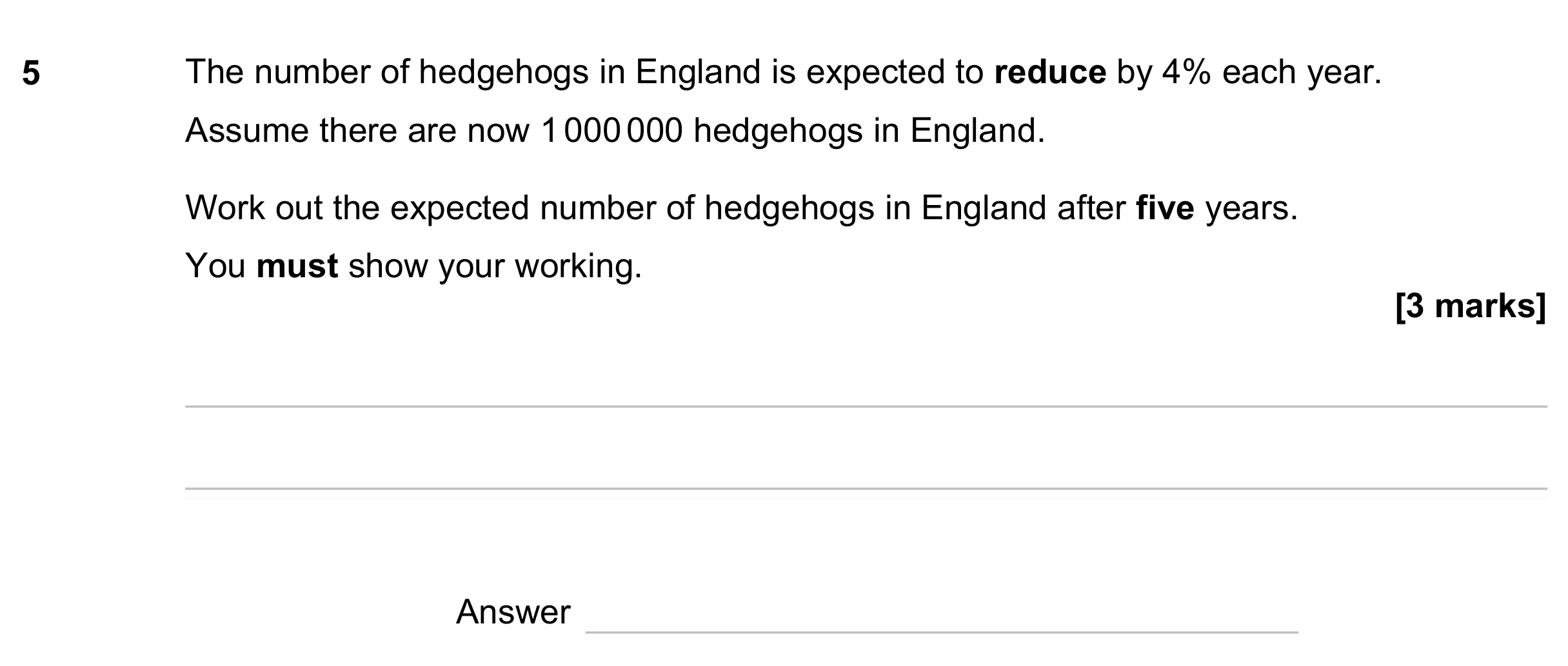 Question 5 — Percentages — AQA GCSE June 2023