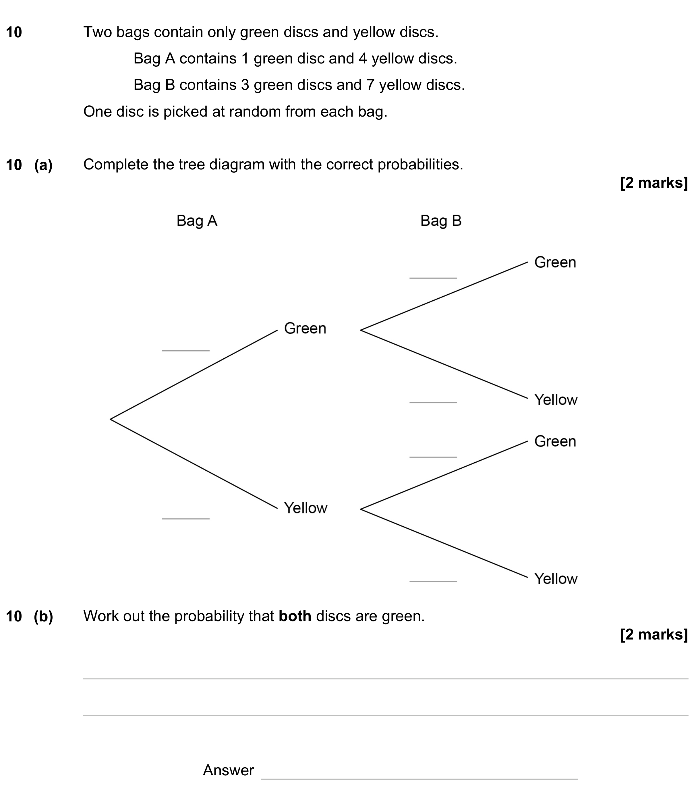 Question 10 — Probability — AQA GCSE November 2023