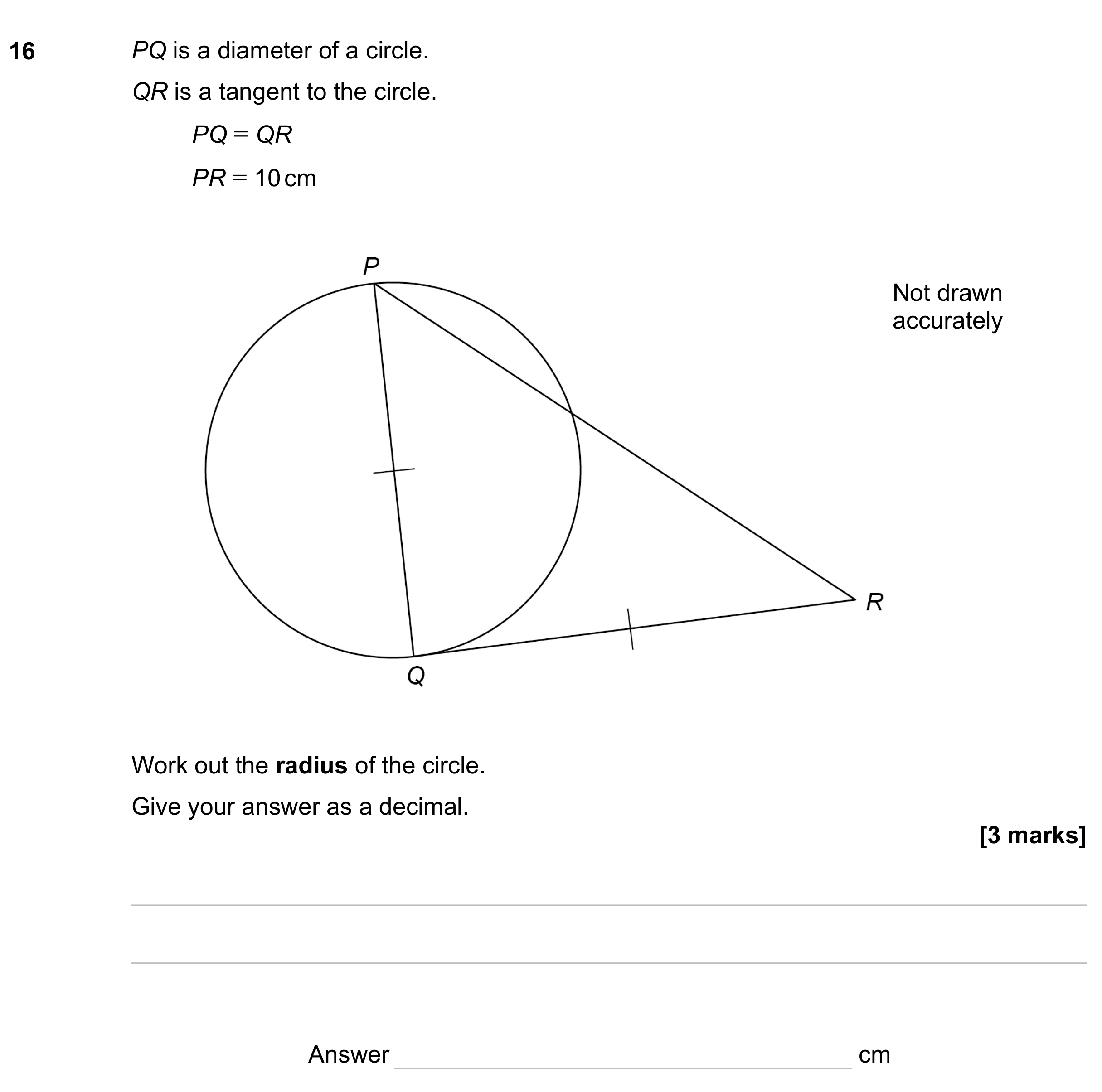 Question 16 — Circle Theorems, Pythagoras — AQA GCSE November 2023