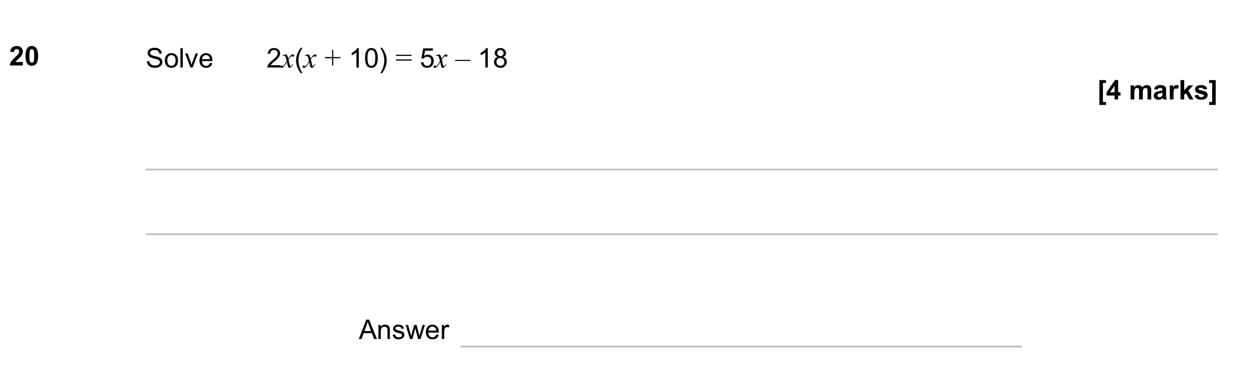 Question 20 — Quadratic Equations — AQA GCSE November 2023