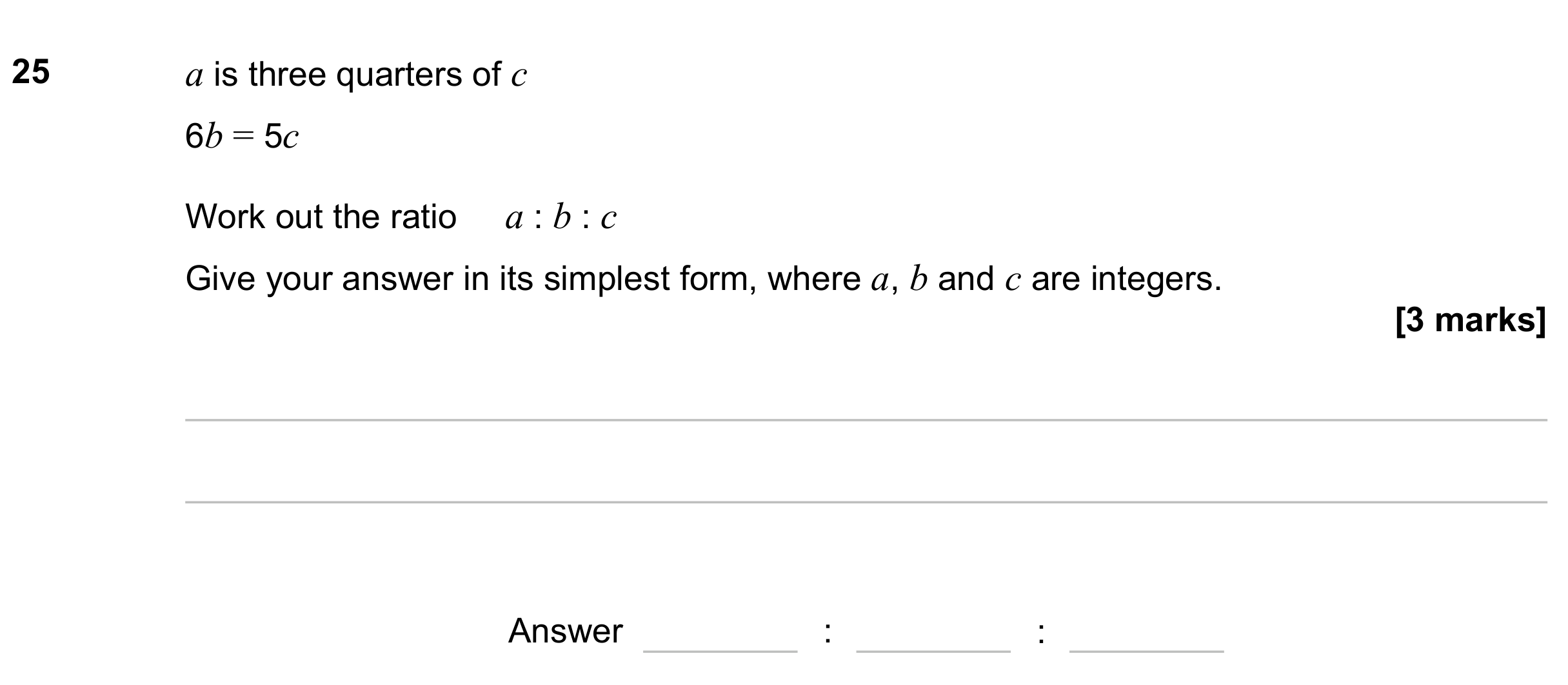 Question 25 — Ratios — AQA GCSE November 2023